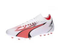 PUMA Ultra Match MG, Zapatillas de fútbol Hombre, White Black Fire Orchid, 45 EU