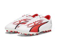 PUMA Ultra Play MG Jr, Zapatillas de fútbol, White Black Fire Orchid, 38.5 EU