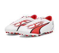 PUMA Ultra Play MG - Zapatos de fútbol para Hombre, Puma Blanco Puma Black Fire Orchid, 44 EU