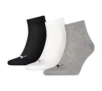 PUMA Quarter Calcetines, Gris/Blanco/Black, 43-46 (Pack de 3) Unisex Adulto