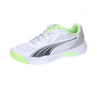 Puma Unisex Adults Nova Court Tennis Shoe, Puma White-Luminous Blue-Fizzy Apple-Shadow Gray, 40.5 EU