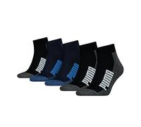 PUMA Quarter Calcetines, Azul/Black, 43-46 (Pack de 5) Unisex Adulto