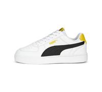 PUMA Unisex Caven Low Top Classic Sneaker, White-Black-Yellow, US Big Kid 5