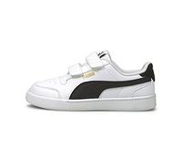 PUMA Unisex Kids' Fashion Shoes SHUFFLE V PS Trainers & Sneakers, PUMA WHITE-PUMA BLACK-PUMA TEAM GOLD, 32