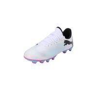 PUMA Unisex Kids Future 7 Play Fg/Ag Jr Zapatos de fútbol, Puma White Puma Black Poison Pink, 28 EU