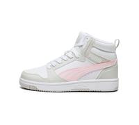 PUMA Unisex Kids Rebound V6 Mid Jr Zapatillas, Puma White Frosty Pink Sedate Gray, 35.5 EU