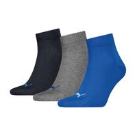 PUMA Cuarto de algodón Reciclado Liso Calcetín, Blue Grey Melange, 39-42 (Pack de 3) Unisex Adulto