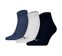 Puma Unisex Quartersocken, 3er Paquete - Cuartos Lisos 3P, Logo, Monocromo