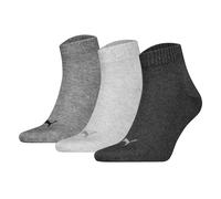 Puma Unisex Quartersocken, 3er Paquete - Cuartos Lisos 3P, Logo, Monocromo