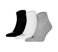 Puma Unisex Quartersocken, 3er Paquete - Cuartos Lisos 3P, Logo, Monocromo