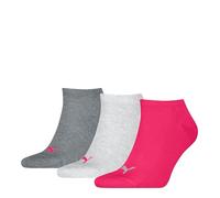 PUMA Sneaker Plain Calcetines para Zapatillas, Middle Grey Melange/Pink-New, 35-38 (Pack de 3) Unisex Adulto
