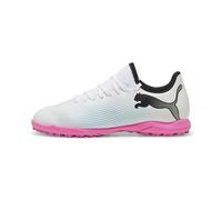 Puma Unisex Youth Future 7 Play Tt Jr Soccer Shoes, Puma White-Puma Black-Poison Pink, 38 EU