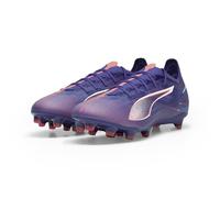 Puma Unisex Youth Ultra 5 Match FG/AG JR Soccer Shoe, Lapis Lazuli-Puma White-Sunset Glow, 37.5 EU