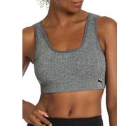 Puma Women's 2 Pack Seamless Sports Bra, Black/Heather Grey Rib, Medium