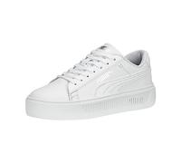 PUMA Women's Fashion Shoes SMASH PLATFORM V3 Trainers & Sneakers, PUMA WHITE-PUMA SILVER, 38.5