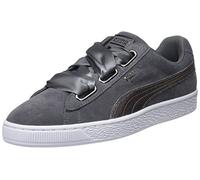 Puma Womens Grey Pearl Heart Lunalux Suede Trainers-UK 3
