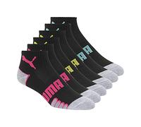 Puma Women's Non-Terry Quarter Crew Sock 6-Pack, Black/Bright , 9-11