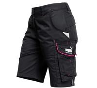 PUMA Workwear Precision X pantalónes Cortos de Trabajo para Mujer, Muchos Bolsillos & Secciones reforzadas, para Comercio, producción y construcción, Negro/Rosa, Tamaño 34