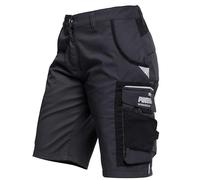 PUMA Workwear Precision X pantalónes Cortos de Trabajo para Mujer, Muchos Bolsillos & Secciones reforzadas, para Comercio, producción y construcción, Gris/Negro, Tamaño 36