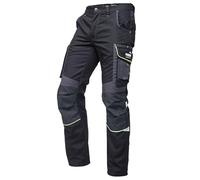 PUMA Workwear Precision X - Pantalones de trabajo para hombre, con muchos bolsillos y rodillas reforzadas, para manualidades, producción y construcción, Negro-neón, 26 Corto