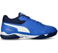 Puma - Zapatilla de fútbol sala Truco III Niño Turf, Unisex, Mountain Blue-White-Heat Fire-Persian Bl, 4 UK