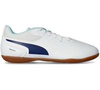 Puma - Zapatilla de fútbol sala Truco III Niño, Unisex, White-Aqua-Fizzy Light, 5 UK
