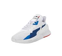 PUMA - Zapatillas blancas para hombre BMW MMS Maco 43FR, Blanco Frío Cobalto Pop Rojo, 43 EU