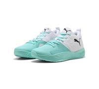 PUMA Zapatillas de Baloncesto Court Pro 3 Mid Unisex 42.5, White Black Elektro Aqua Blue