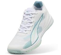 PUMA Accelerate Turbo 4 W+ Game ON - Tenis de Corte de Interior para Mujer, Color Blanco-mar báltico Azul-Agua Fresca, Talla 9 de Reino Unido, Puma Blanco Mar Báltico Azul Agua Fresca, 43 EU