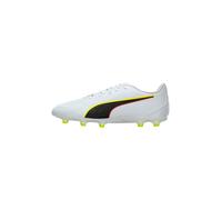 PUMA Tenis de fútbol Unisex King 20 Play FG/AG, Color Blanco, Rojo Brillante, Alerta Amarilla, Talla 9.5 de Reino Unido, Puma Alerta Blanca Brillante, roja y Amarilla, 44 EU