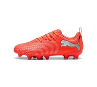 PUMA - Zapatillas de fútbol Mixtas para niños, Talla 9 Play FG/AG Jr, Glowing Red White Black Silver, 28 EU, Glowing Red Puma White Puma Black Puma Silver, 28 EU