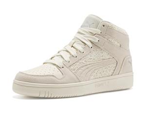 Puma Zapatillas Rebound Layup Luster Mid para mujer, Blanco cálido-puma plateado, 8.5