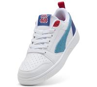 PUMA Zapatillas Rebound V6 Low Run Fun juveniles, Calzado, Blanco/Tropical Azul/Clyde Royal, 37.5 37.5