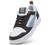 PUMA Zapatillas Rebound V6 Low Run Fun juveniles, Calzado, Negro/Haute Tropic/Verde Terrain, 37.5 37.5