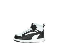 PUMA Zapatillas Rebound V6 Mid para bebé 21, White Black Shadow Gray