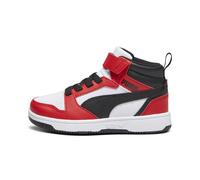 PUMA Zapatillas Rebound V6 Mid Niño 31.5, White Black For All Time Red