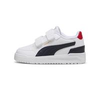 PUMA Shuffle Downtown LO V PS, Sneaker, White-New Navy-FOR All Time Red, 32.5 EU