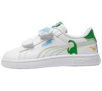 PUMA Zapatillas Smash 3.0 Dino Infantiles 19, White Green Fruit Vibrant Blue