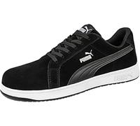 PUMA Safety Iconic Suede Low S1PL ESD FO HRO SR Zapatillas de seguridad unisex antideslizantes, sin metal, tapa de fibra de vidrio, Negro , 49 EU