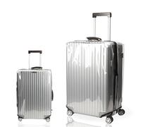 PUMHUBO Fundas de maleta para equipaje sin desmontaje, protector transparente para equipaje, protector de equipaje de PVC negro, Transparente: 0,5 mm, 52, Sin desmontaje