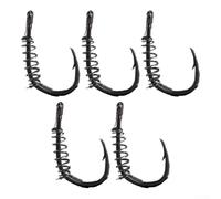 Pumixiy 6#, anzuelo de pesca de carbohidratos con anillo de resorte, ganchos individuales circulares de púas, gancho de carpa de explosión, juego de 25 piezas para carpa, lubina, trucha, lucio, lucio