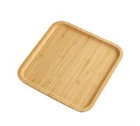 Pumixiy Bandeja cuadrada de bambú natural para servir cocina, plato de comida de madera con bordes curvados para comedor, fiesta, té, café, bar, hogar (25 x 25 x 1,5 cm)