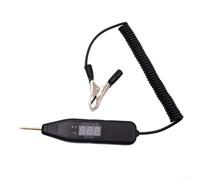 Pumixiy Bolígrafo de prueba de circuito automotriz con lectura digital de voltaje, tapa protectora de sonda y cable de resorte flexible para una detección segura y precisa de fallos (negro)