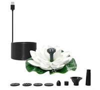 Pumixiy Bomba solar de fuente de loto para estanque de jardín, baño de pájaros, función de agua alimentada por USB con múltiples boquillas, decoración silenciosa al aire libre para atraer la vida