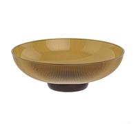 Pumixiy Elegante cuenco de frutas de vidrio con pedestal para el hogar y el jardín, versátil aperitivo o llavero, decoración moderna de mesa para frutas, postres, dulces, aperitivos y más (amarillo)