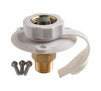 Pumixiy Entrada de agua para caravana con válvula de retención de 7,6 cm de diámetro de brida de 1,27 cm, conector de latón roscado para manguera de sistema de agua dulce, color blanco