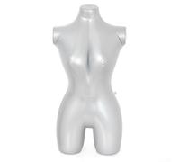 Pumixiy Forma de exhibición de maniquí femenino de cuerpo completo inflable con brazos Modelo de torso ficticio de moda portátil para tienda de ropa Exposición al por menor 84 cm de altura