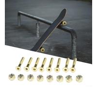 Pumixiy Gold M5 x 28 mm, juego de 16 tornillos y tuercas de repuesto para monopatín de cuatro ruedas y accesorios de longboard, M5 25/28/30 mm, herrajes de acero al carbono medio con tratamiento