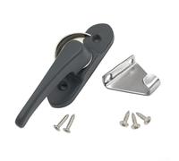 Pumixiy Hardware de bloqueo de seguridad para ventana, hebilla de bloqueo multifuncional de doble cara, cerradura de seguridad tipo media luna de acero inoxidable, para el hogar (gris)
