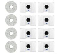 Pumixiy Juego de bolsas de polvo para aspiradora y trapeador compatibles con Ecovacs para Deebot para las series T20 y X1, 8 bolsas de repuesto con 4 paños absorbentes suaves para una limpieza